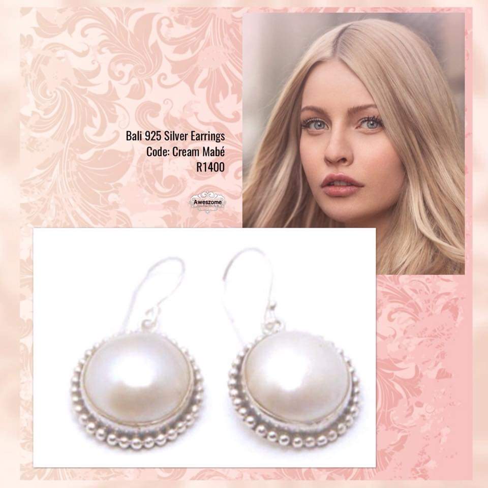 Silver Earrings Cream Mabé