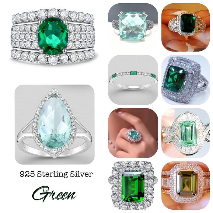 925 Sterling Silver Rings Green