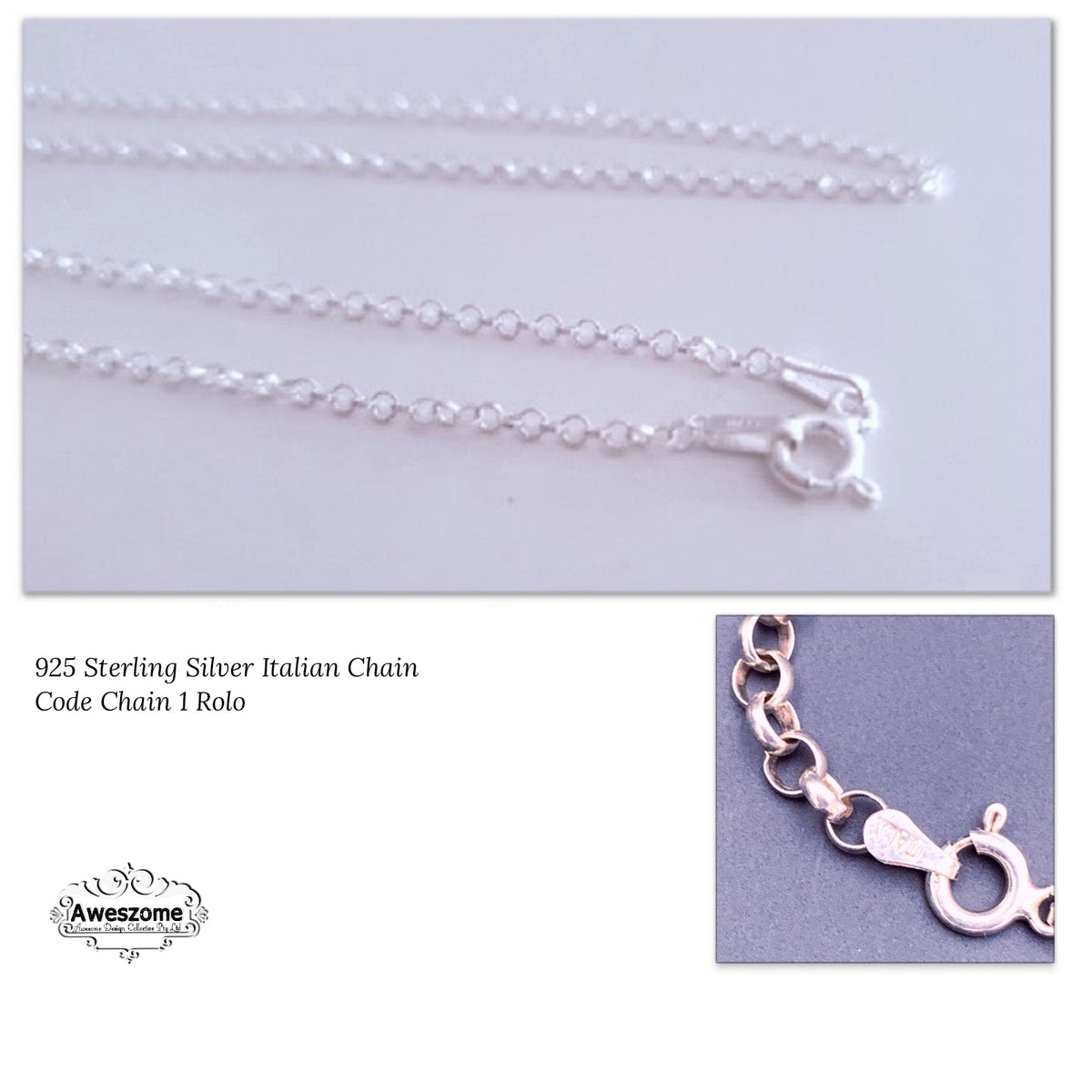 Silver Chain 1 Rolo 1mm