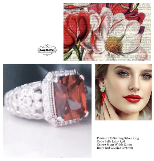 Silver Ring Bella-Ruby-Red