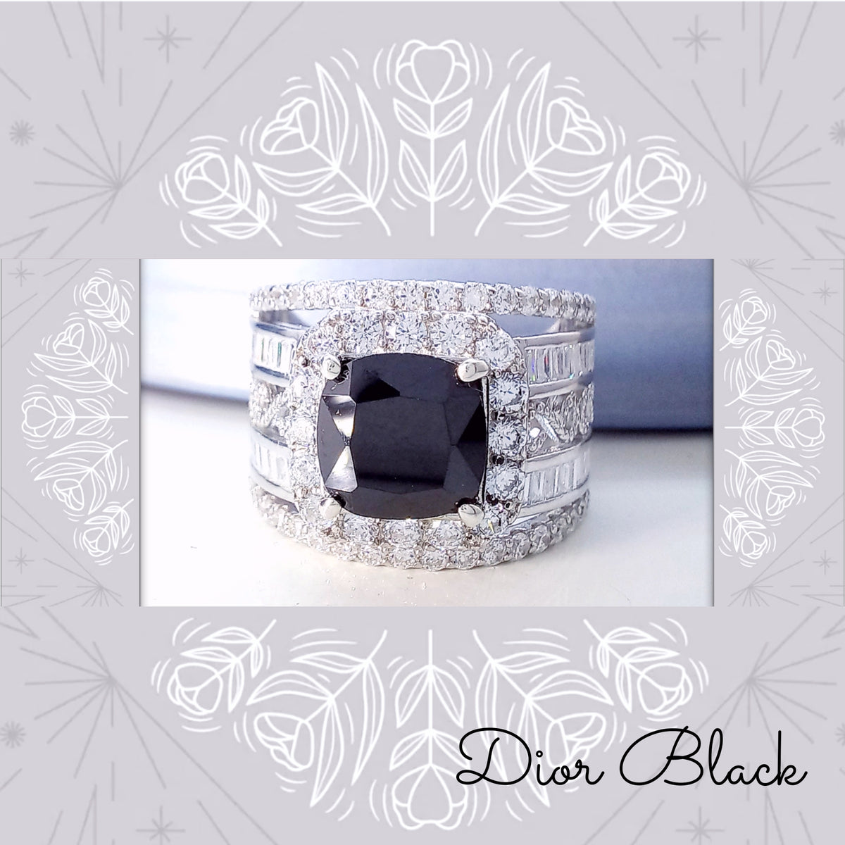 Silver Ring Dior Black