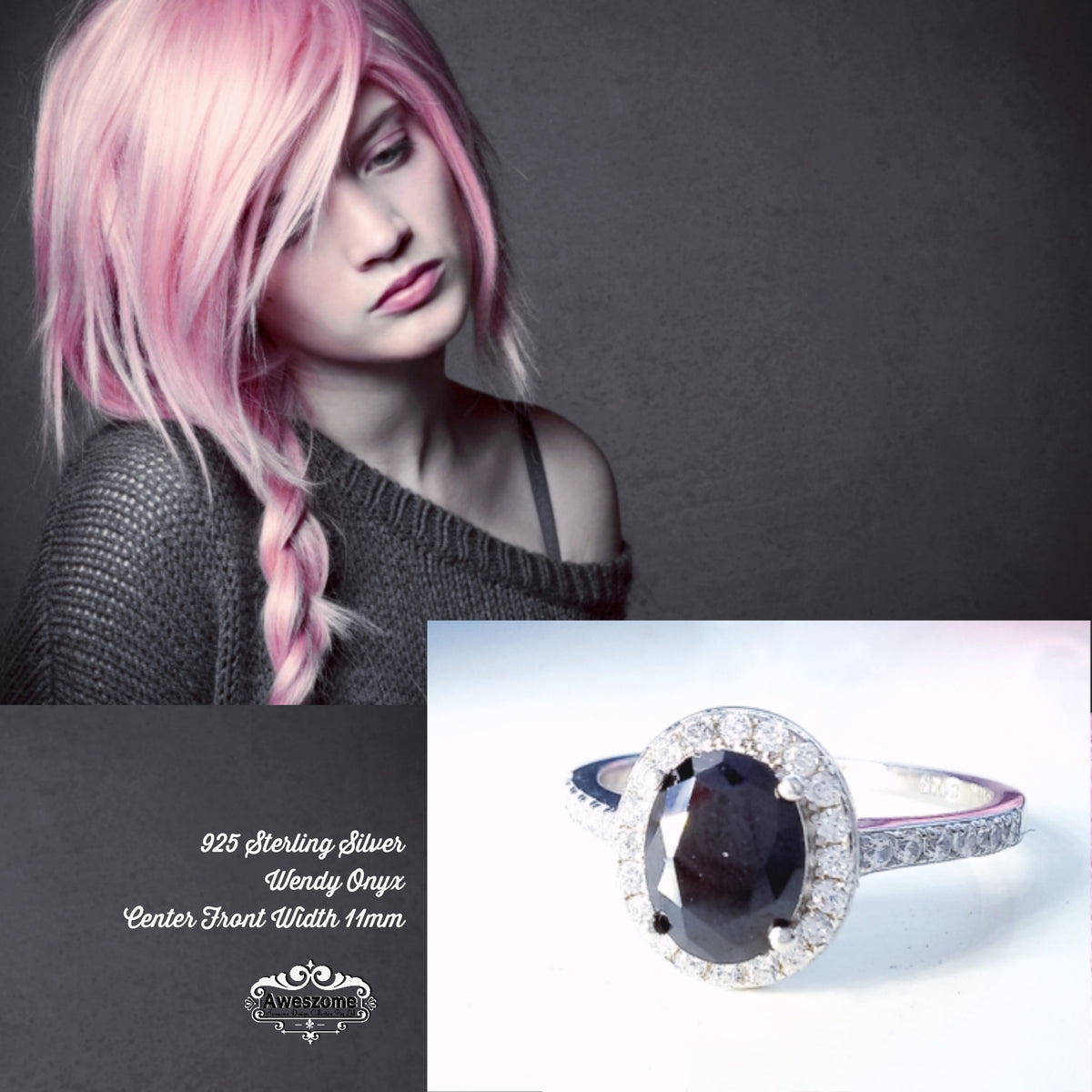 Silver Ring Wendy Onyx