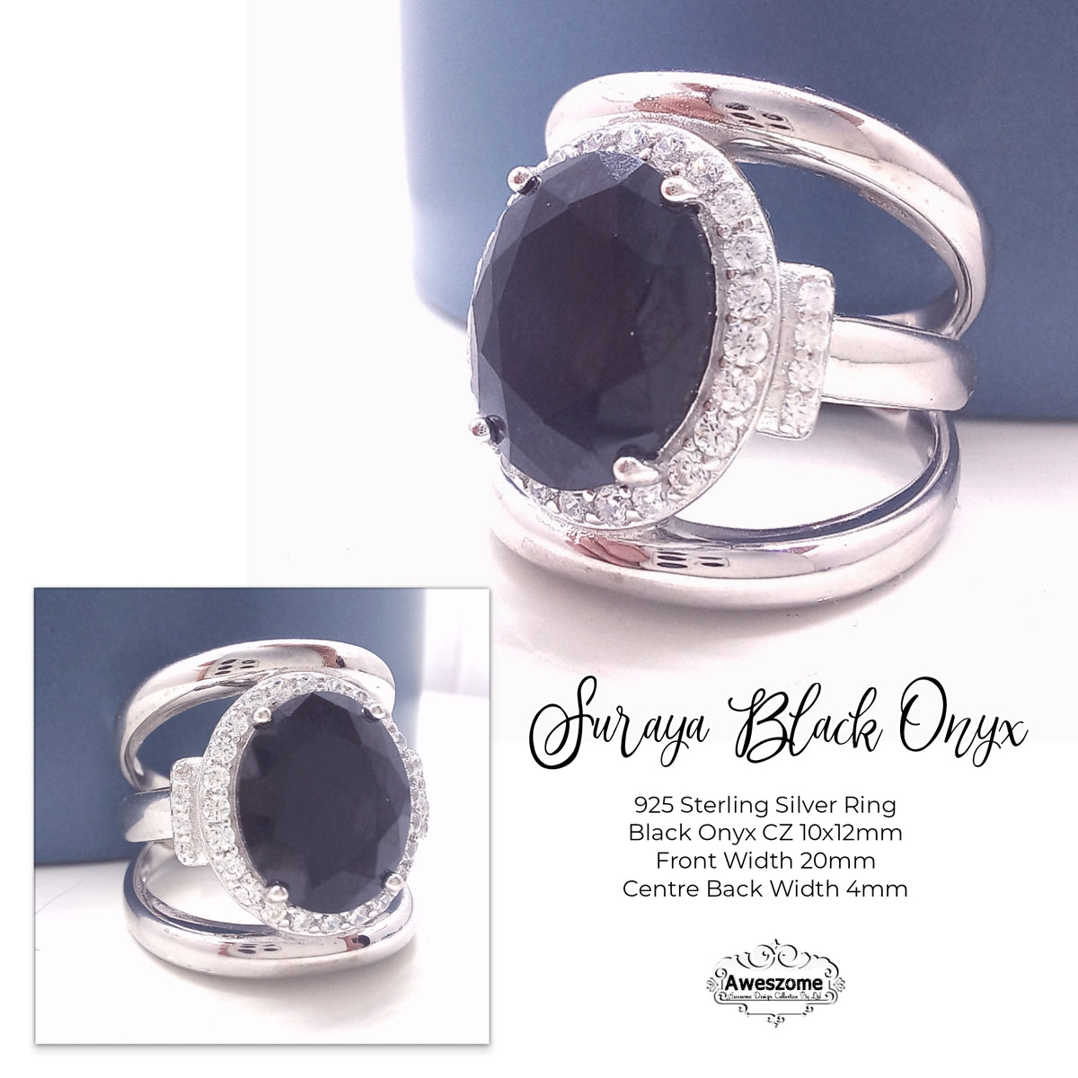 Silver Ring Suraya Black Onyx