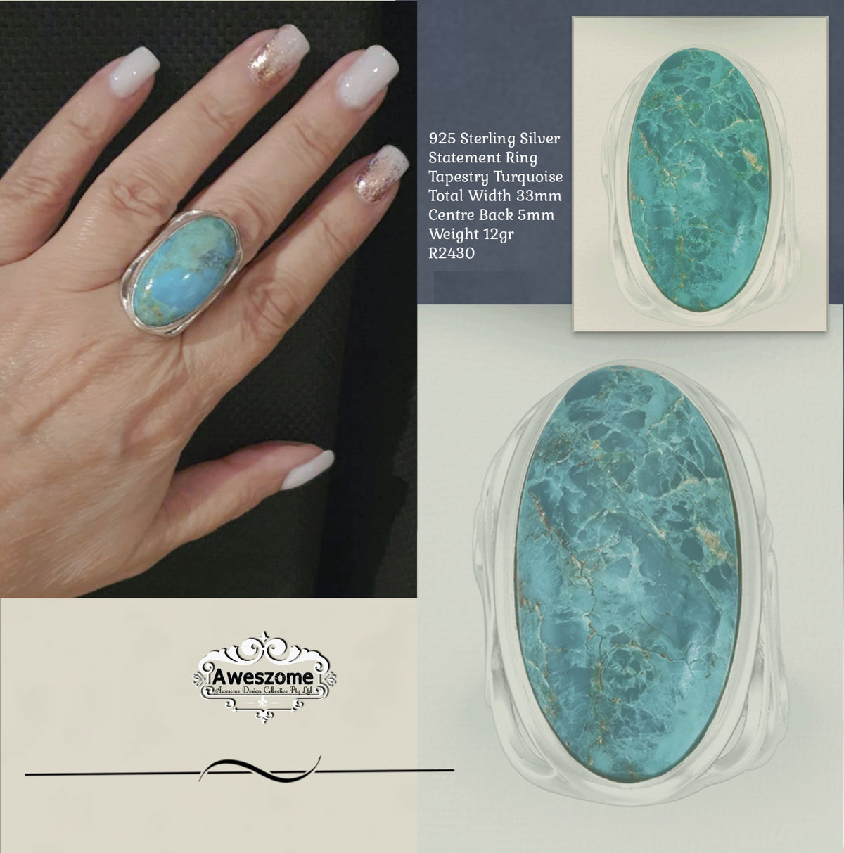 Silver Ring Tapestry Turquoise