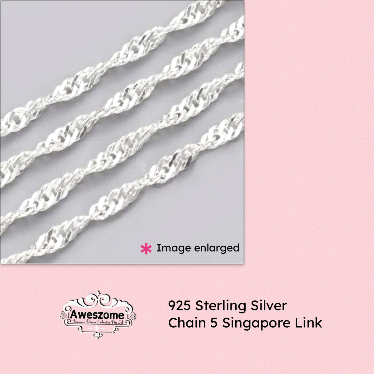 Silver Chain 5 Singapore 25 (1.9mm)