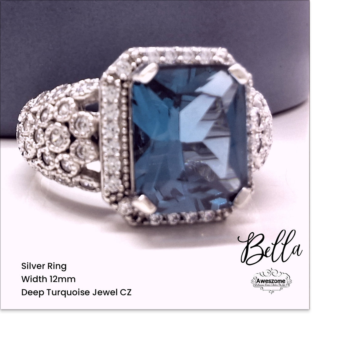 Silver Ring Bella London Blue