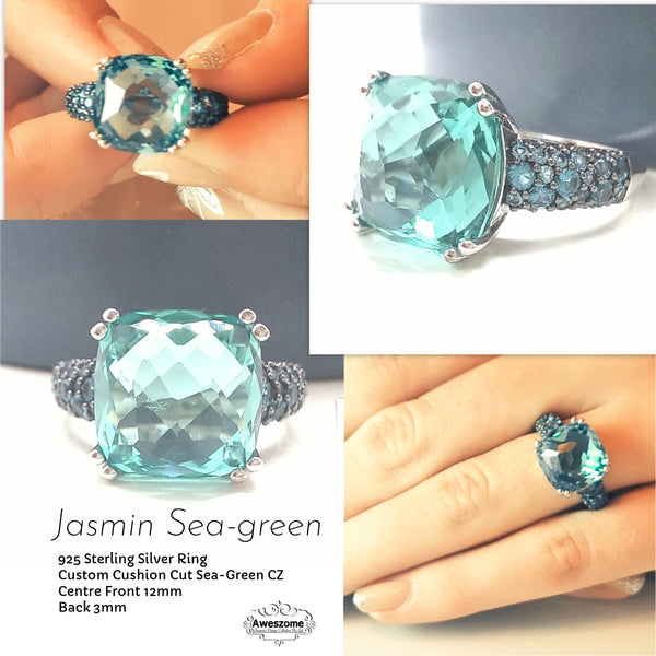 Silver Ring Jasmin Sea Green