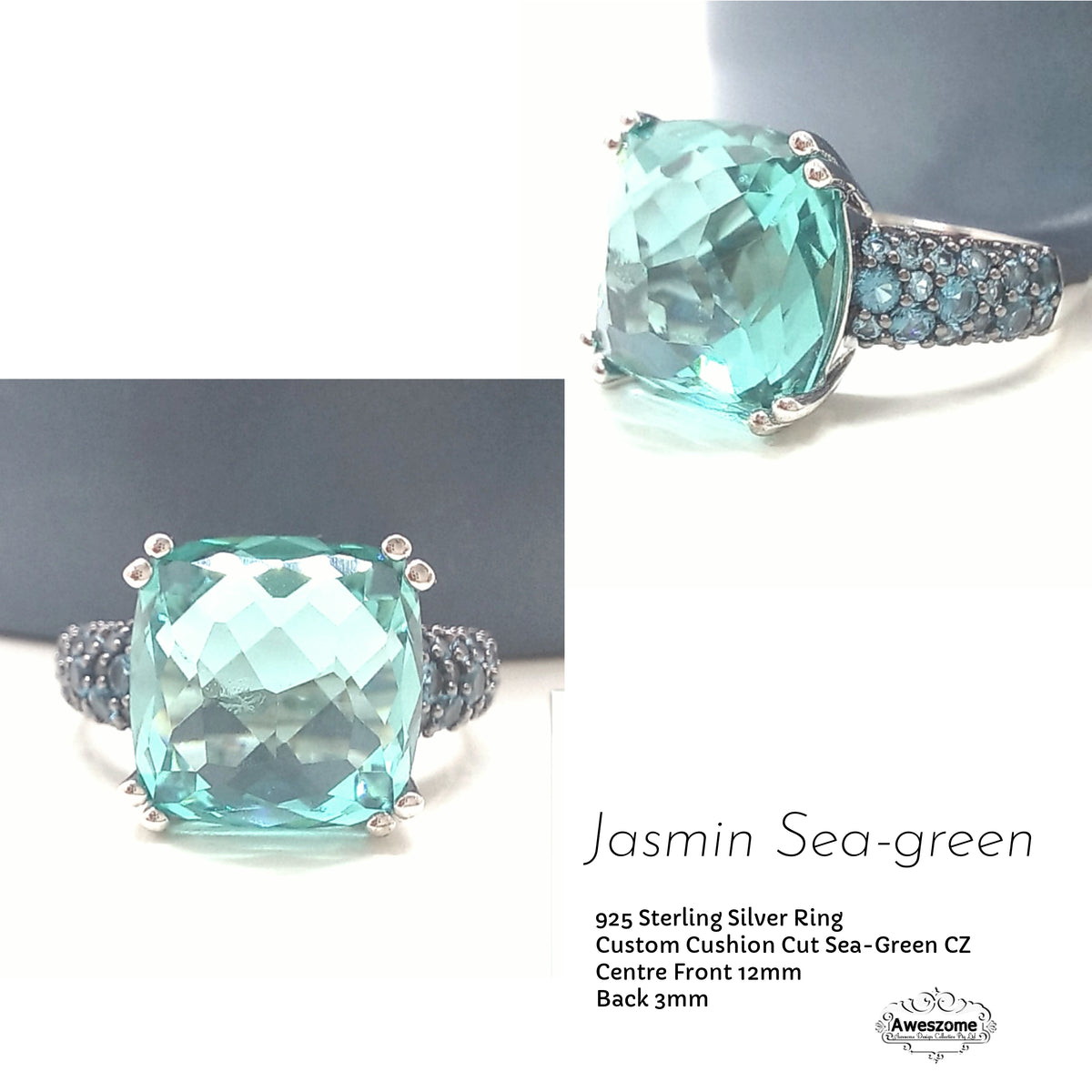 Silver Ring Jasmin Sea Green