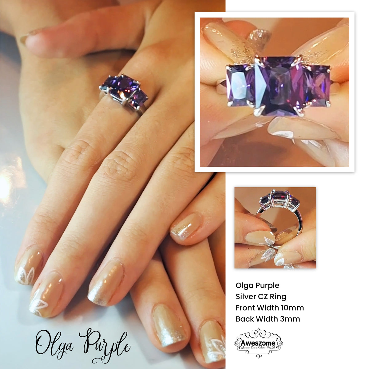 Silver Ring Olga Purple