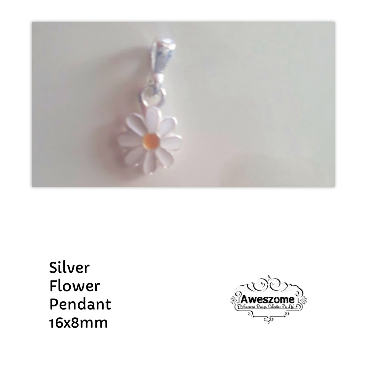 Silver White Flower Pendant and Chain