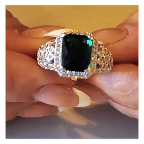 Silver Ring Bella Emerald CZ