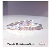 Silver Ring Pink Set