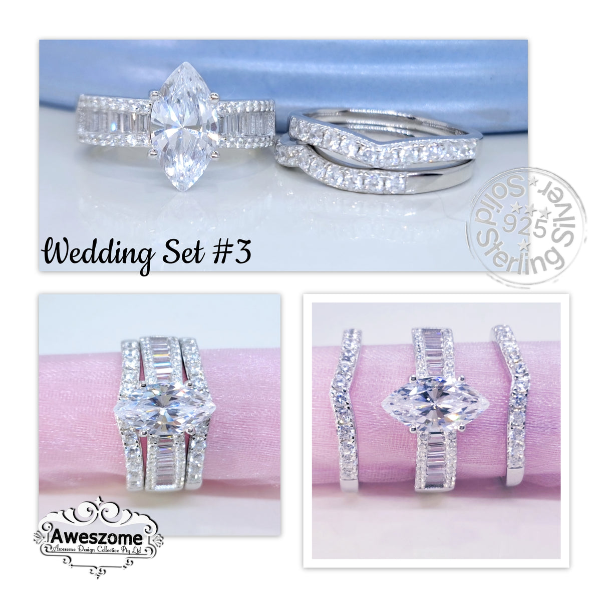 Silver Ring Wedding Set #3