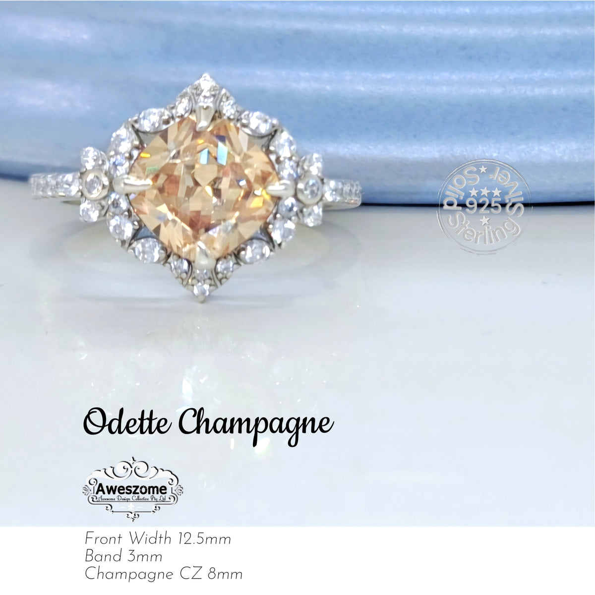 Silver Ring Odette Champagne