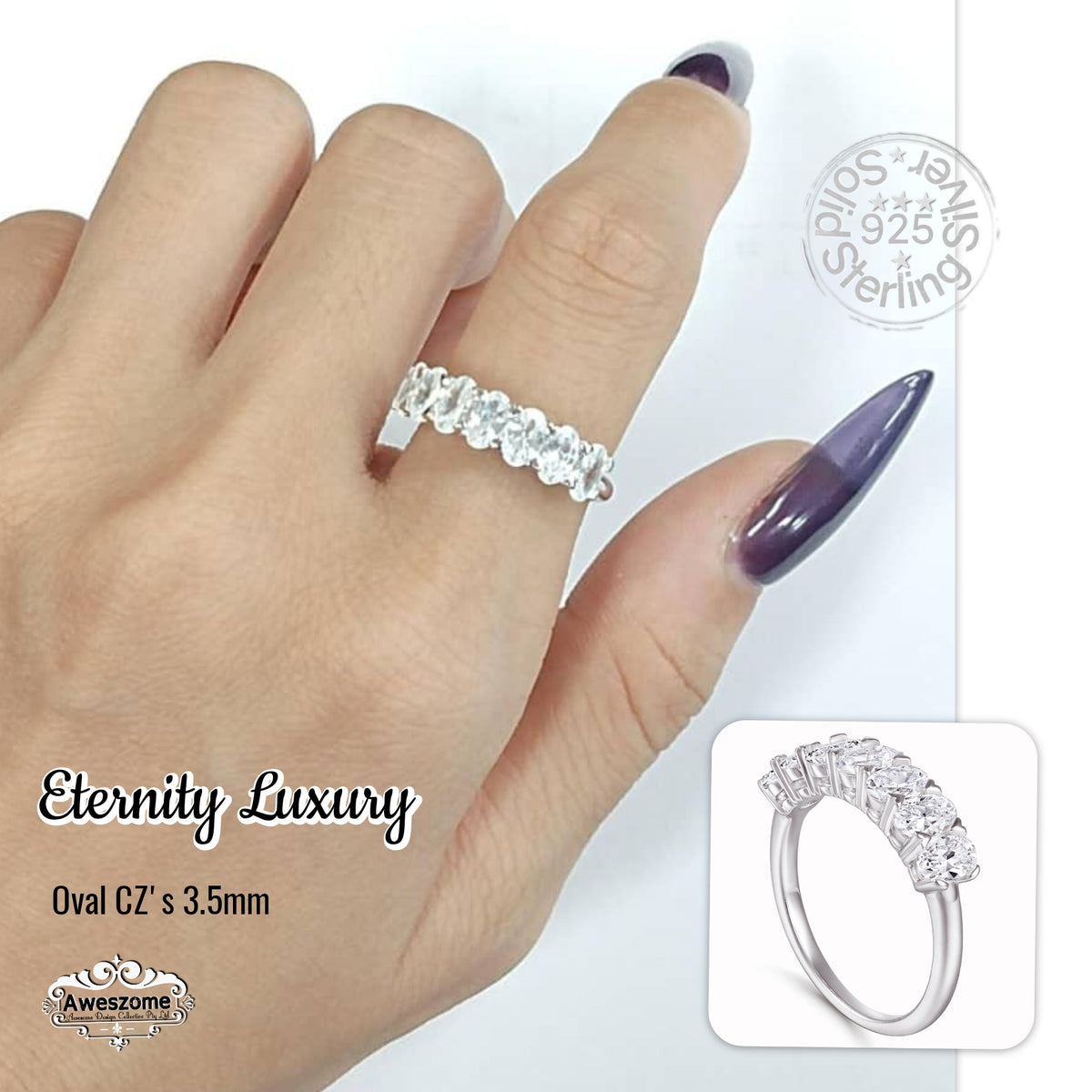Silver Ring Eternity Luxury