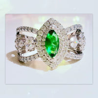 Silver Ring Nina Emerald Green CZ