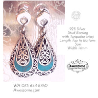 Silver Earrings Turquoise Filigré