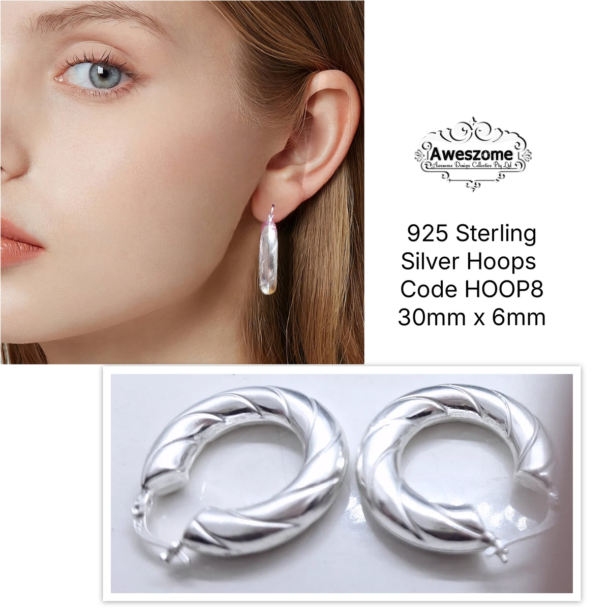 Silver Earrings Hoop 8