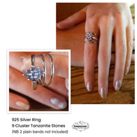 Silver Ring Tanzanite Cluster