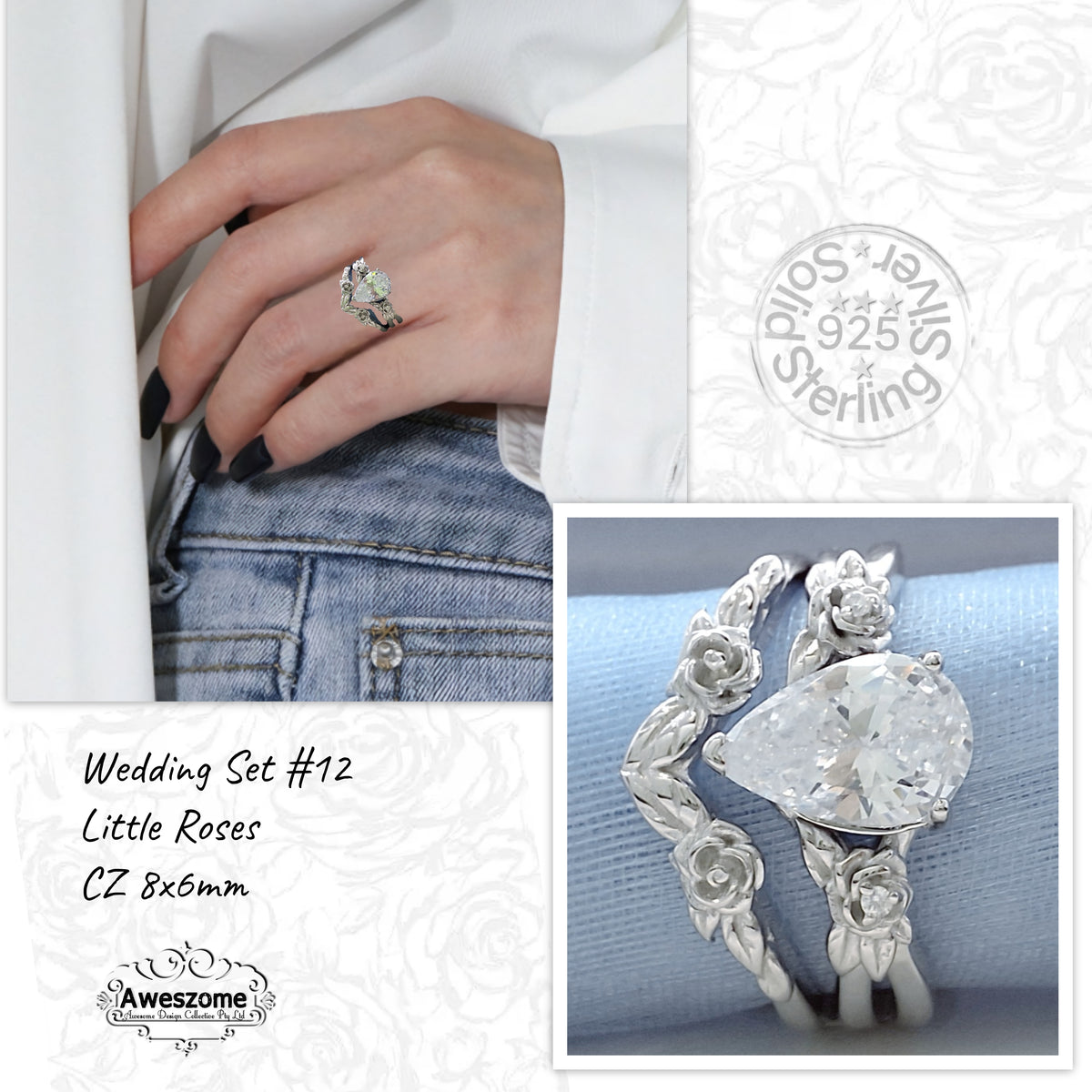 Silver Ring Wedding Set #12