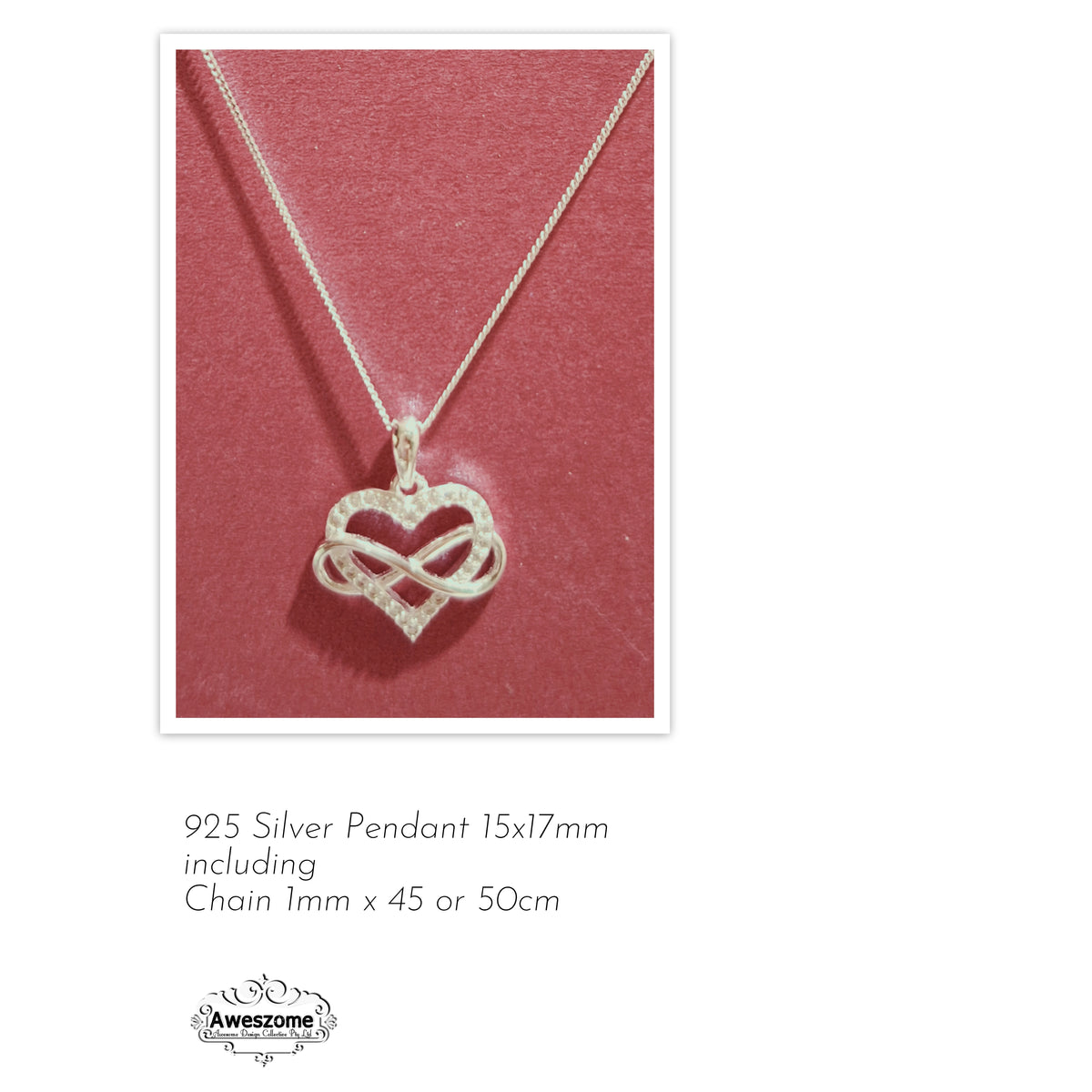 Silver Pendant Infinity Heart
