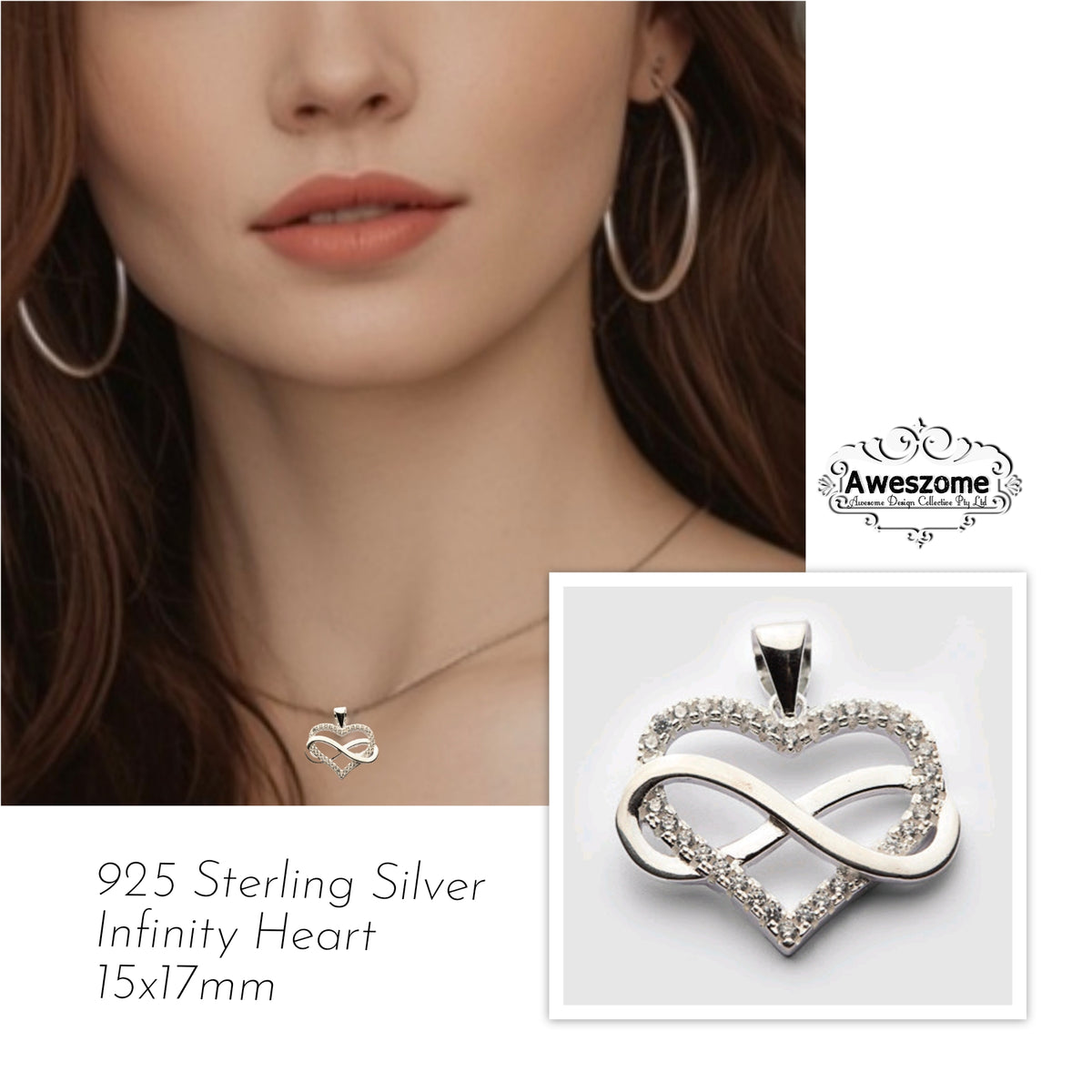 Silver Pendant Infinity Heart