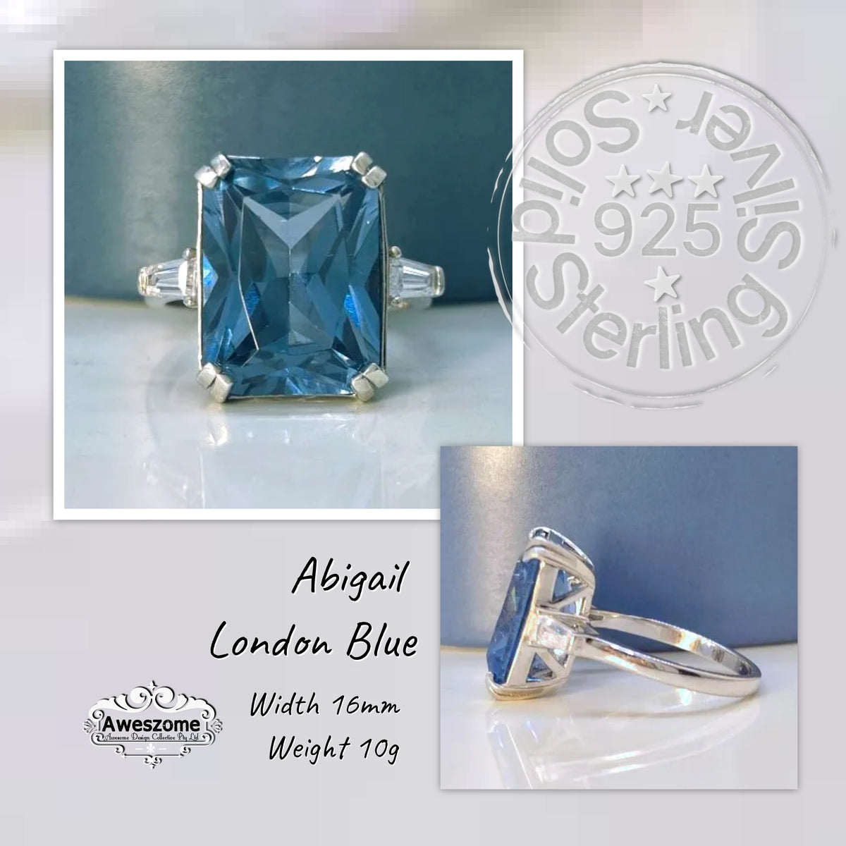 Silver Ring Abigail London Blue