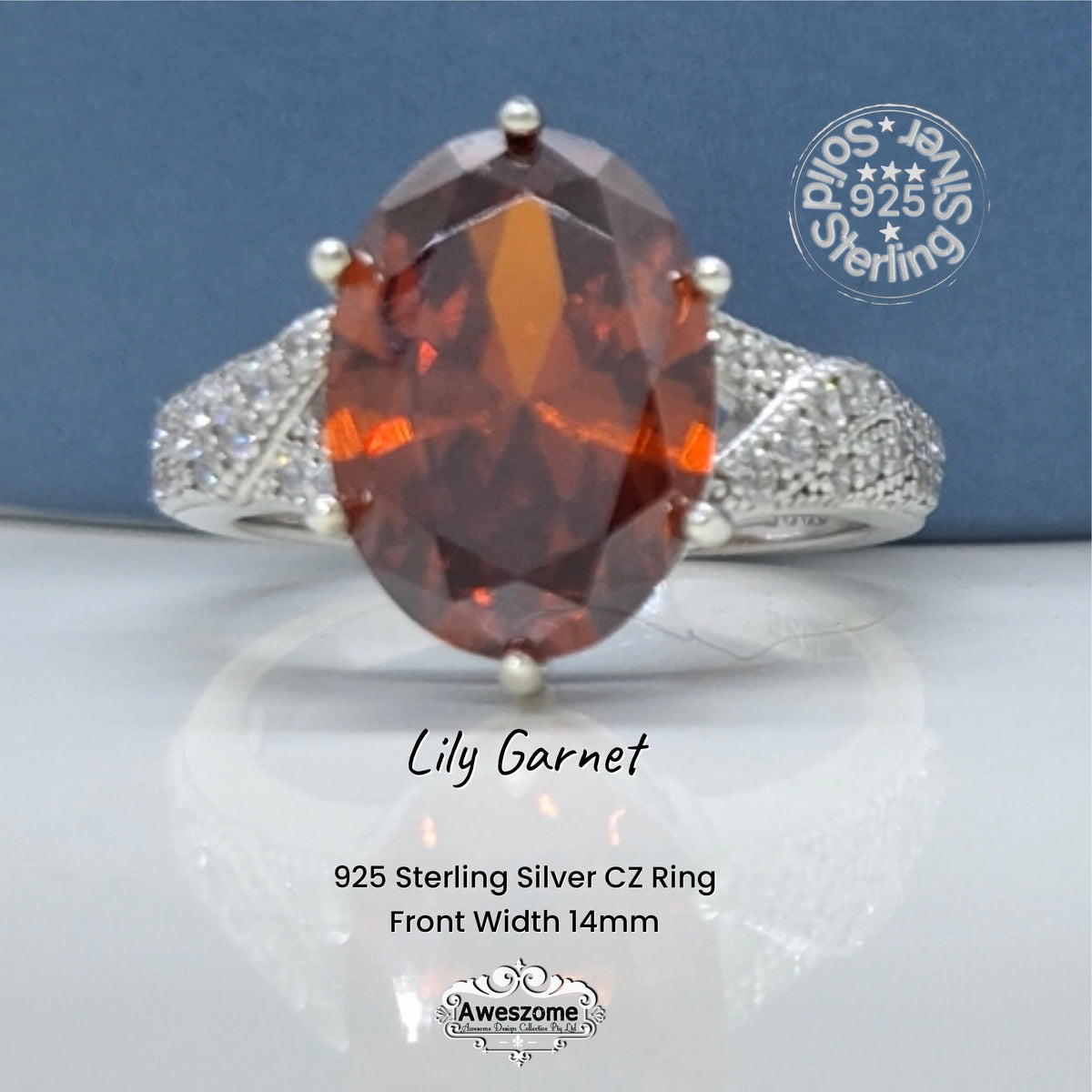 Silver Ring Lily Garnet