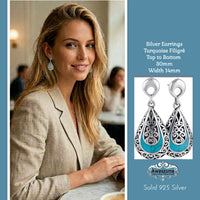 Silver Earrings Turquoise Filigré