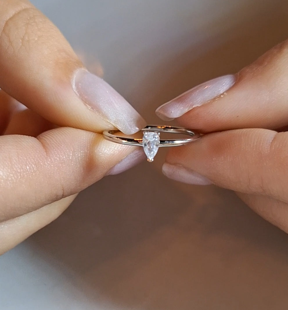 Silver Ring Stack Water Drop