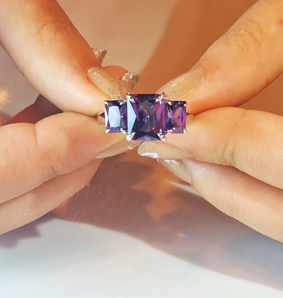 Silver Ring Olga Purple