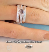 Silver Ring Wedding Set #7 PLUS EXTRA BAND