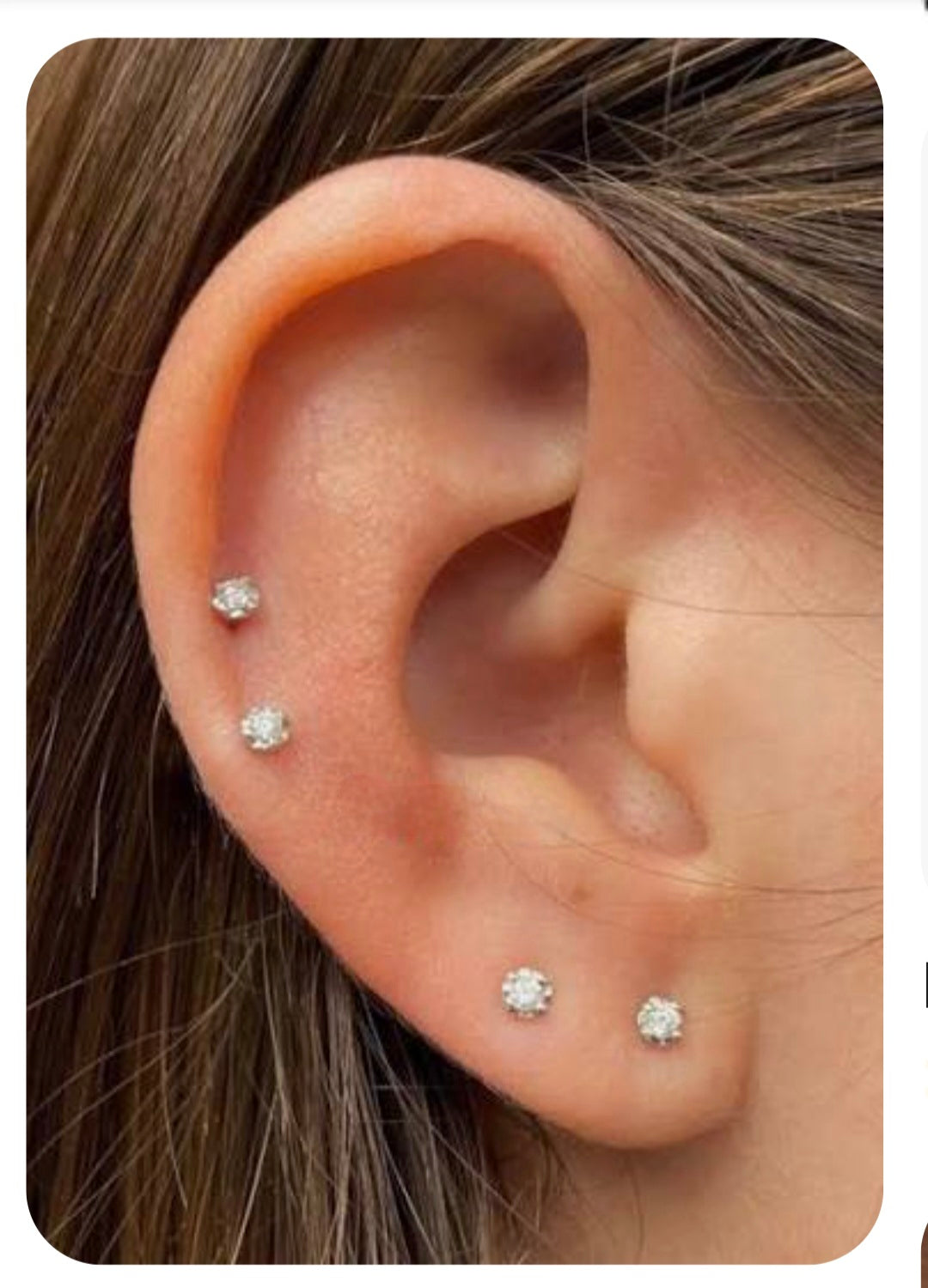 Silver Earrings 3mm CZ Studs