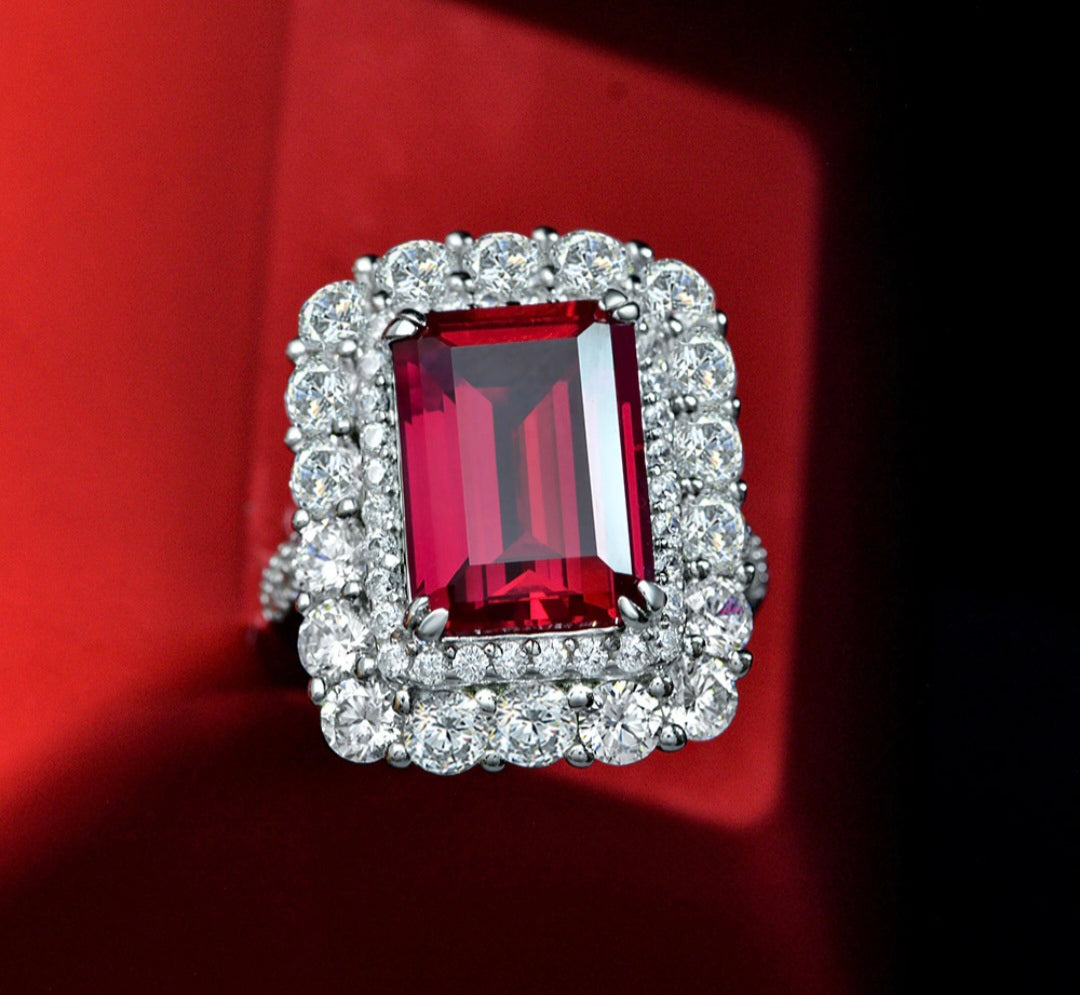 Silver Ring Princess Ruby Red