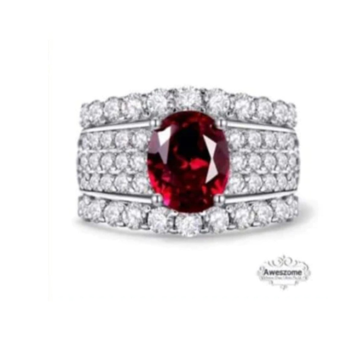 Silver Ring Marcelle Ruby