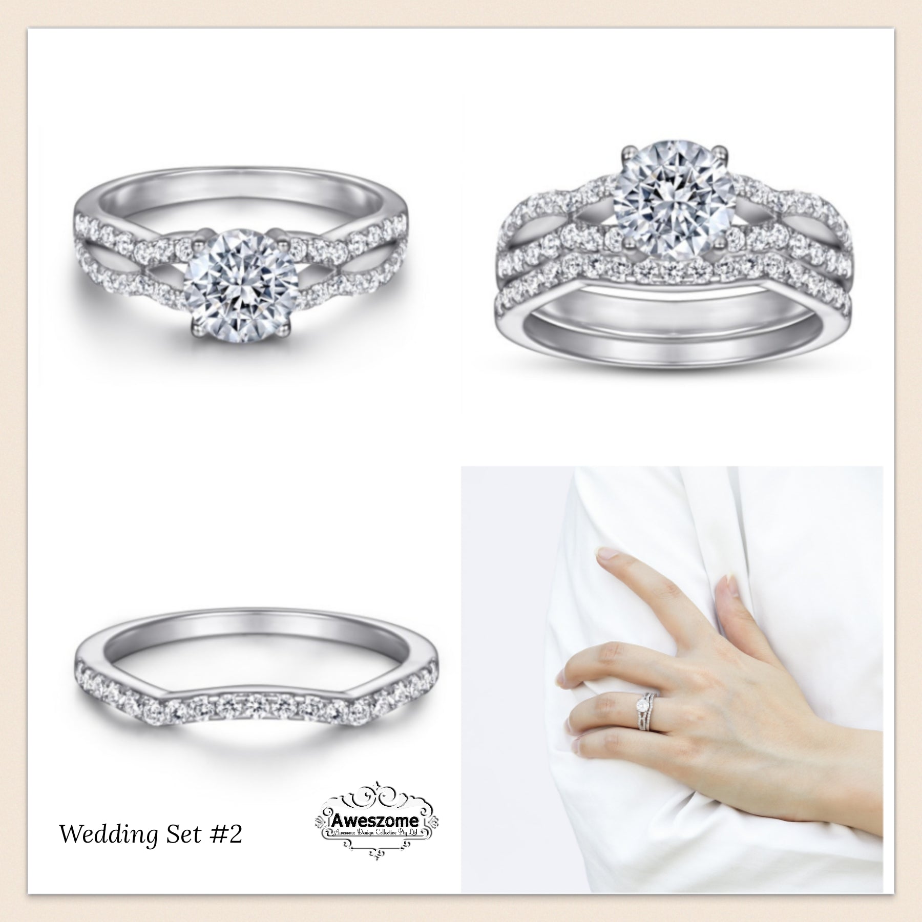 Silver Ring Wedding Set #2