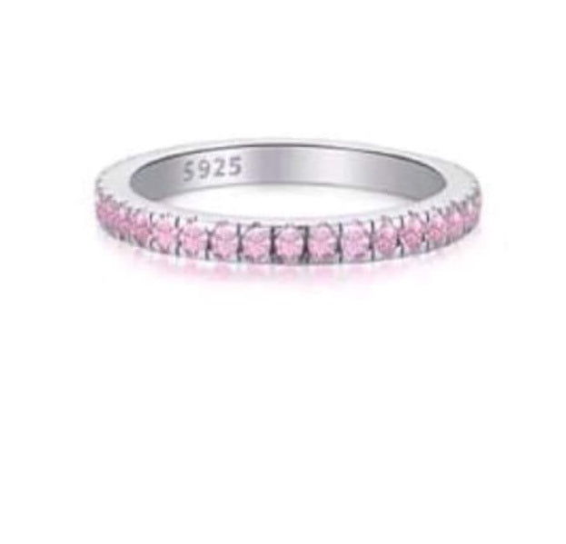 Silver Ring Eternity Pink
