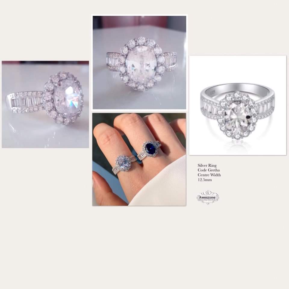 Silver Ring Gretha Diamond Colour CZ