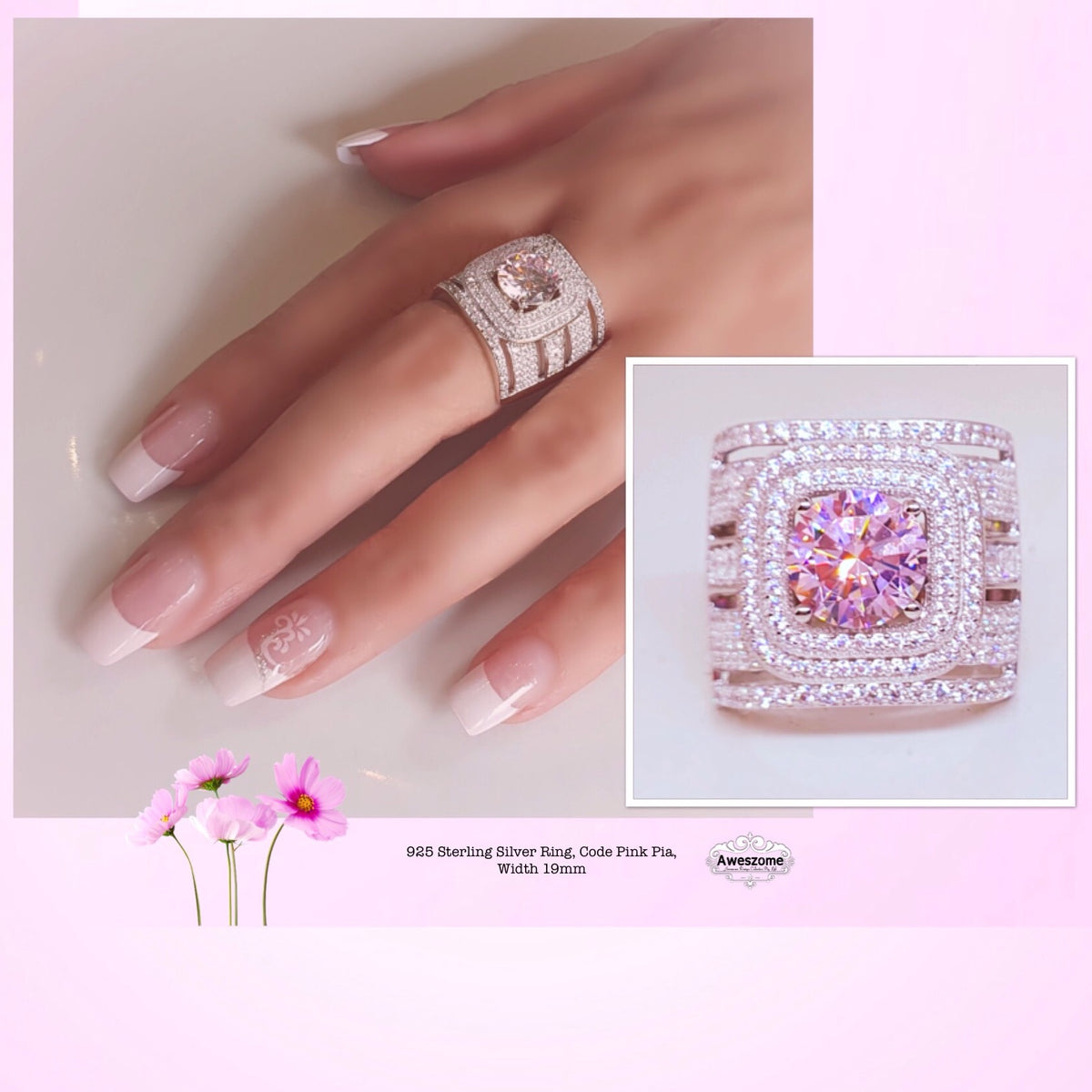 Silver Ring Pink Pia
