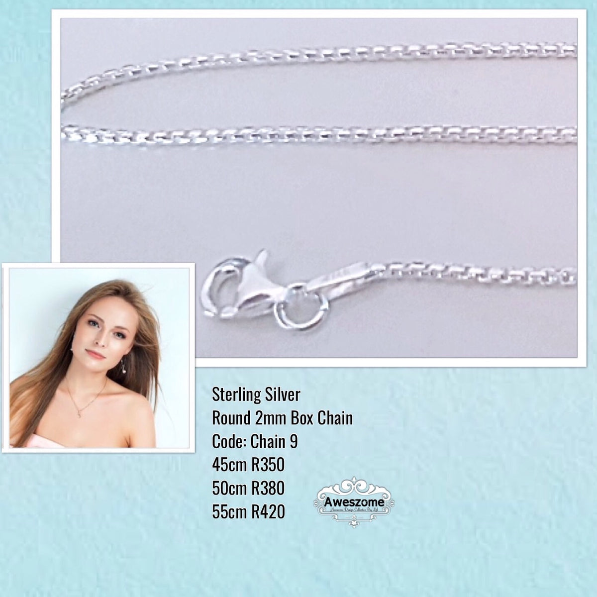 Silver Chain 9 Rounded boxchain