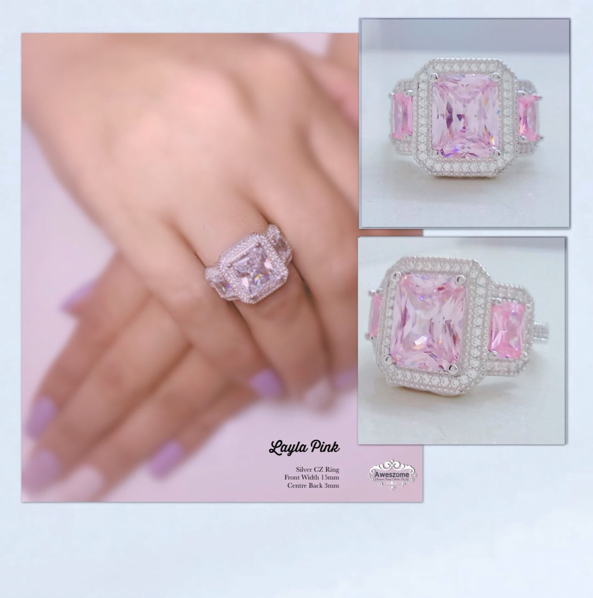 Silver Ring Layla Pink