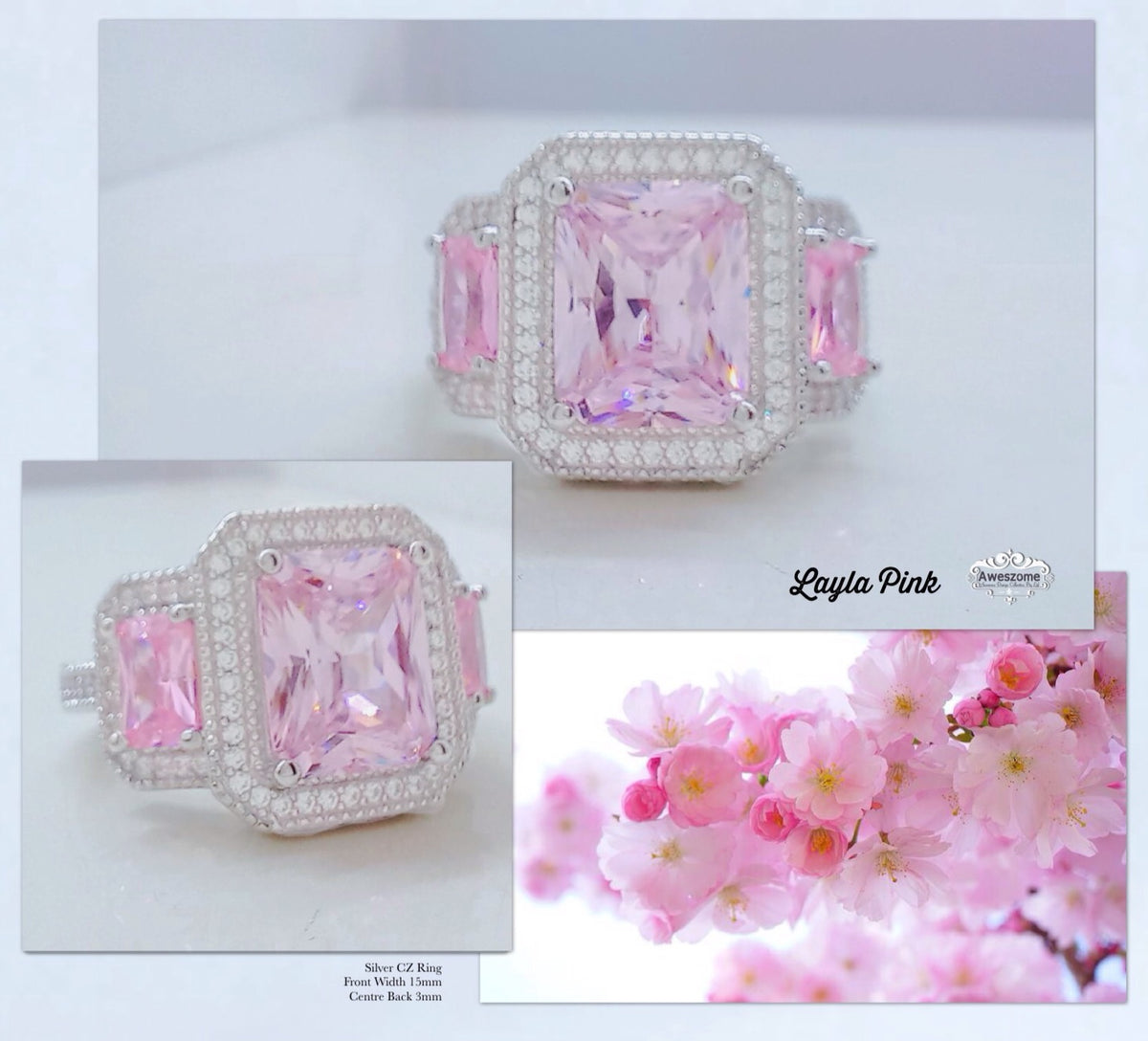 Silver Ring Layla Pink